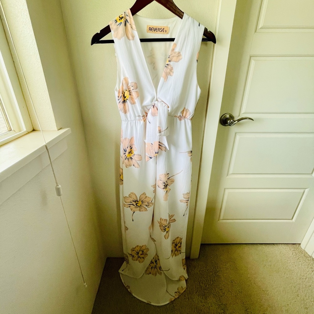 White and pink floral dress
